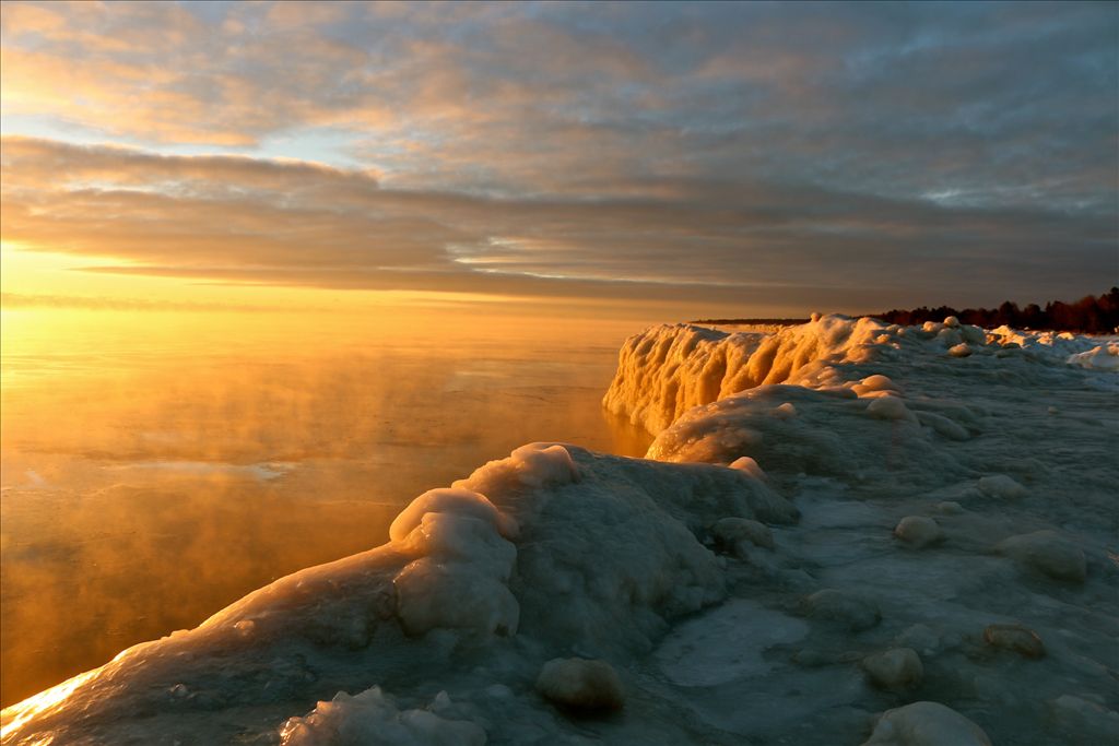 Ice formations along Lake Huron