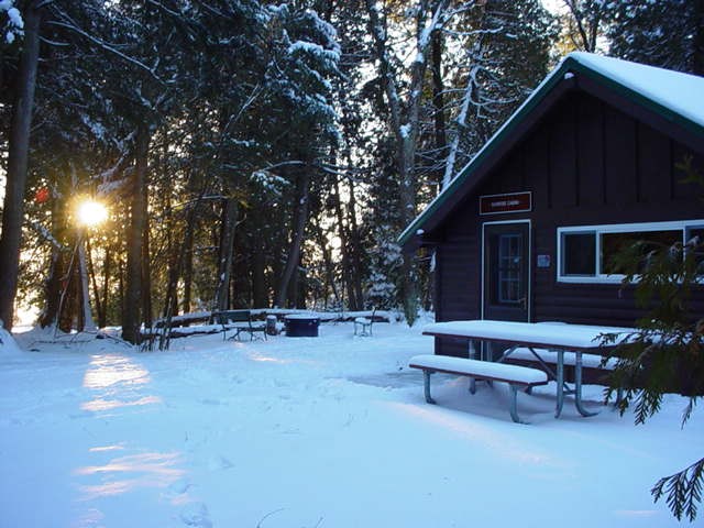 Winter Cabin Rental at Harrisville State Park